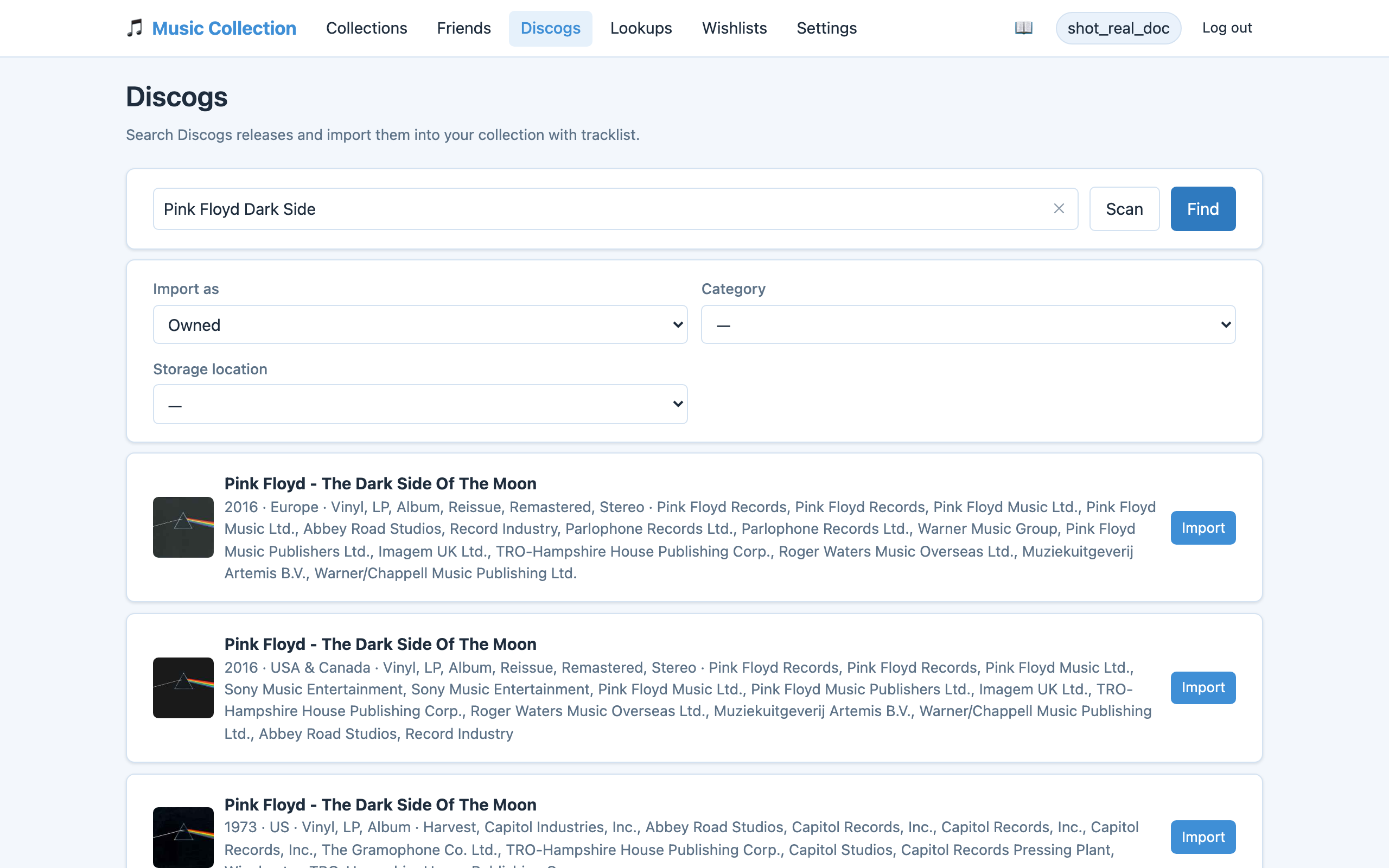Discogs search